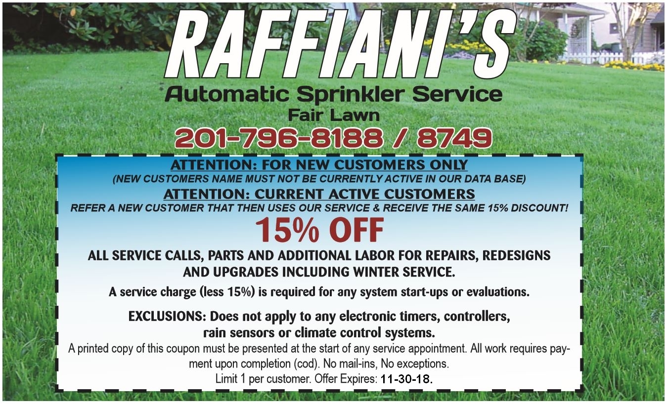 Lawn Sprinkler Deals Coupons 2018! Raffiani's Automatic ...