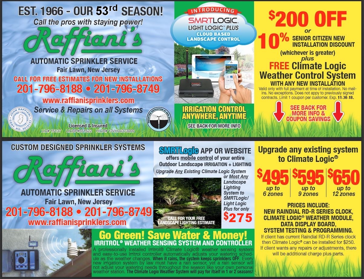 Lawn Sprinkler Deals Coupons 2018! Raffiani's Automatic Sprinkler